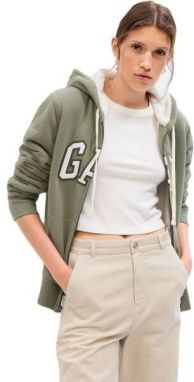 GAP V-FRCH EXC LOGO SHERPA Dámska mikina, khaki, veľkosť