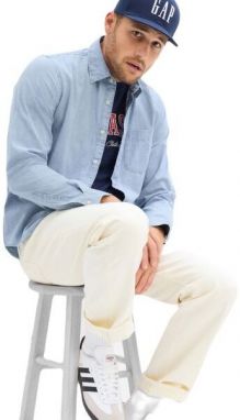 GAP V-LS CHAMBRAY Pánska košeľa, svetlomodrá, veľkosť