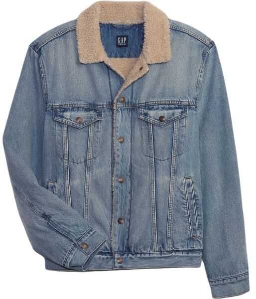 GAP V-SHERPA DENIM Pánska bunda, svetlomodrá, veľkosť