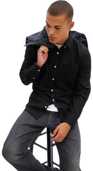 GAP STRETCH POPLIN Pánska košeľa, čierna, veľkosť