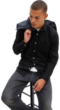 GAP STRETCH POPLIN Pánska košeľa, čierna, veľkosť