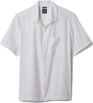 GAP SS LINEN Pánska košeľa, biela, veľkosť