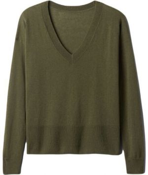 GAP LS LINEN SPLIT Dámsky sveter, khaki, veľkosť