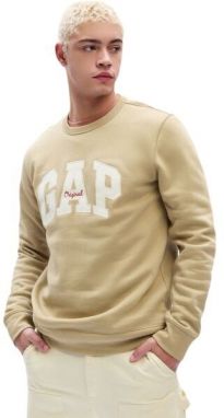 GAP ORIGINAL ARCH CREW Pánska mikina, béžová, veľkosť