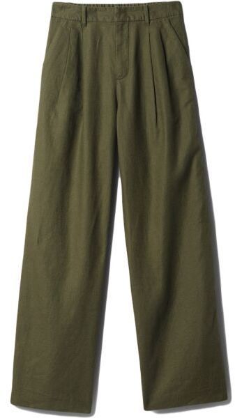 GAP LINEN PLEATED Dámske nohavice, khaki, veľkosť
