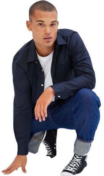 GAP SLIM STRETCH POPLIN BASIC Pánska košeľa, tmavo modrá, veľkosť