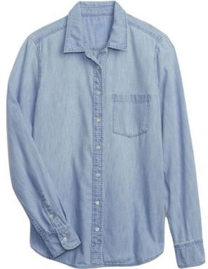 GAP LS DENIM PERFECT Dámska košeľa, svetlomodrá, veľkosť