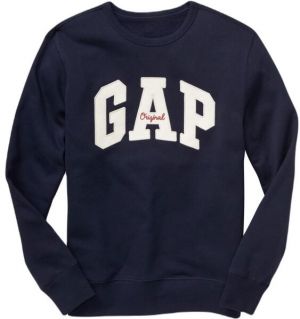 GAP CREWNECK LOGO Pánska mikina, tmavo modrá, veľkosť