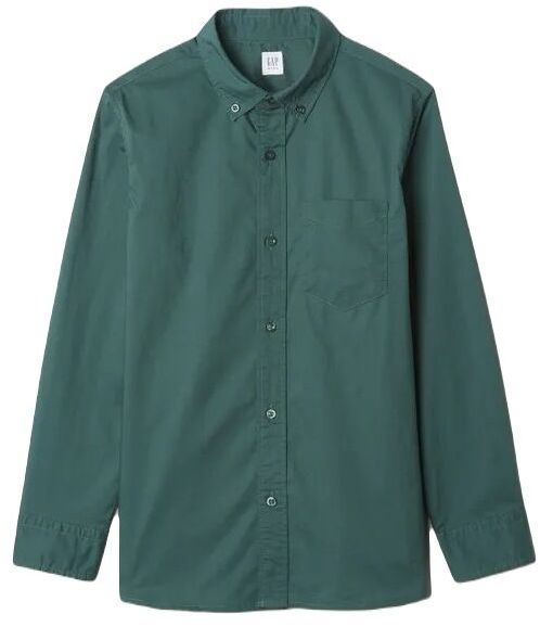 GAP FA24 LS POPLIN Chlapčenská košeľa, tmavo zelená, veľkosť