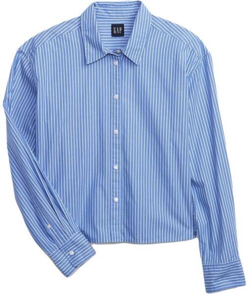 GAP LS CROPPED POPLIN Dámska košeľa, svetlomodrá, veľkosť