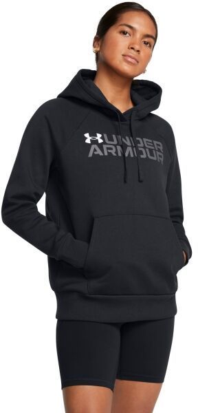 Under Armour RIVAL FLEECE WORDMARK Dámska mikina, čierna, veľkosť S