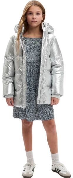 GAP LONG WARMEST Dievčenská  bunda, strieborná, veľkosť