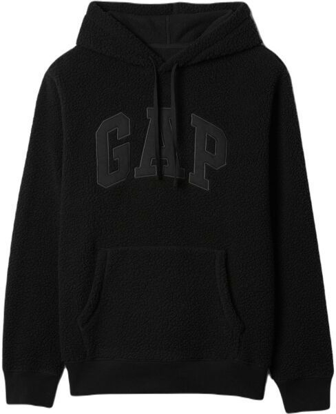 GAP V-FRCH LOGO TEDDY SHERPA Pánska mikina, čierna, veľkosť