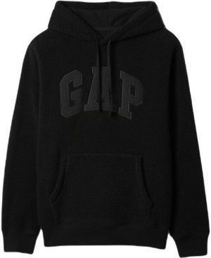 GAP V-FRCH LOGO TEDDY SHERPA Pánska mikina, čierna, veľkosť