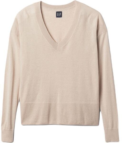 GAP LS LINEN SPLIT Dámsky sveter, béžová, veľkosť