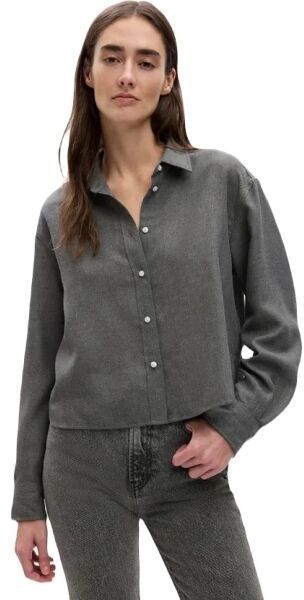 GAP LS CROPPED Dámska košeľa, tmavo sivá, veľkosť
