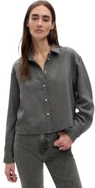 GAP LS CROPPED Dámska košeľa, tmavo sivá, veľkosť