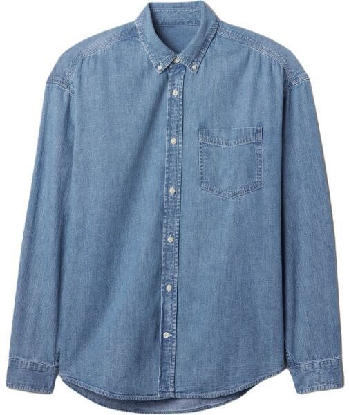 GAP LS DENIM Pánska košeľa, modrá, veľkosť