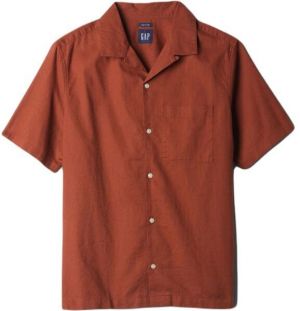 GAP SS LINEN Pánska košeľa, hnedá, veľkosť