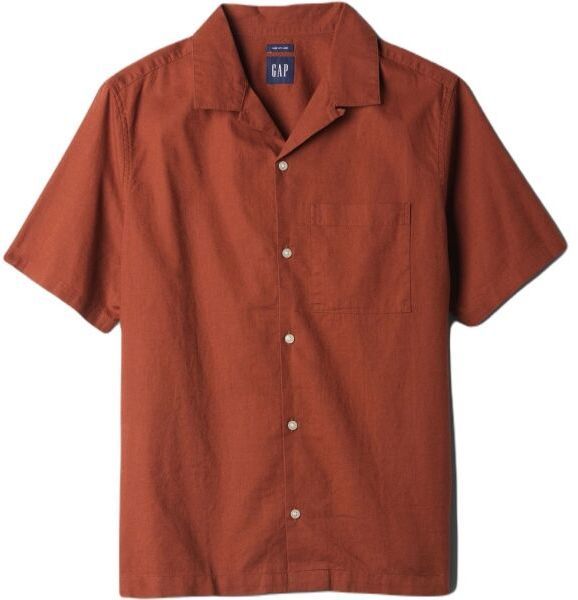GAP SS LINEN Pánska košeľa, hnedá, veľkosť