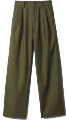 GAP LINEN PLEATED Dámske nohavice, khaki, veľkosť