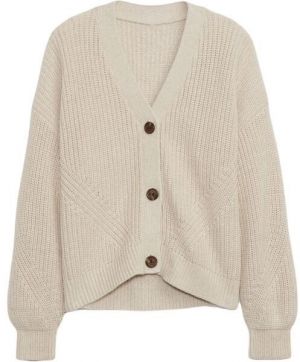 GAP V-BTTN FRONT Dievčenský sveter, béžová, veľkosť