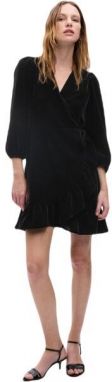 GAP LS VELVET WRAP MINI Dámske šaty, čierna, veľkosť