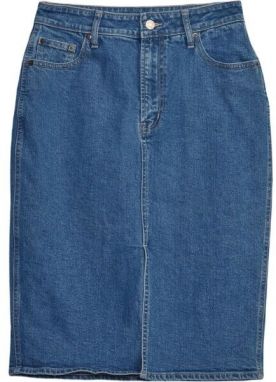 GAP V-DENIM MIDI Dámska sukňa, tmavo modrá, veľkosť