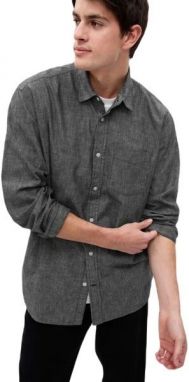 GAP V-LS CHAMBRAY Pánska košeľa, tmavo sivá, veľkosť