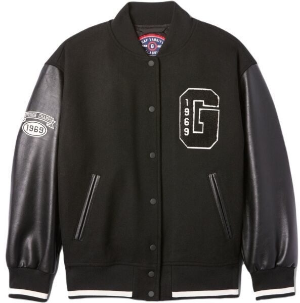 GAP WOOL VARSITY Dámska bunda, čierna, veľkosť