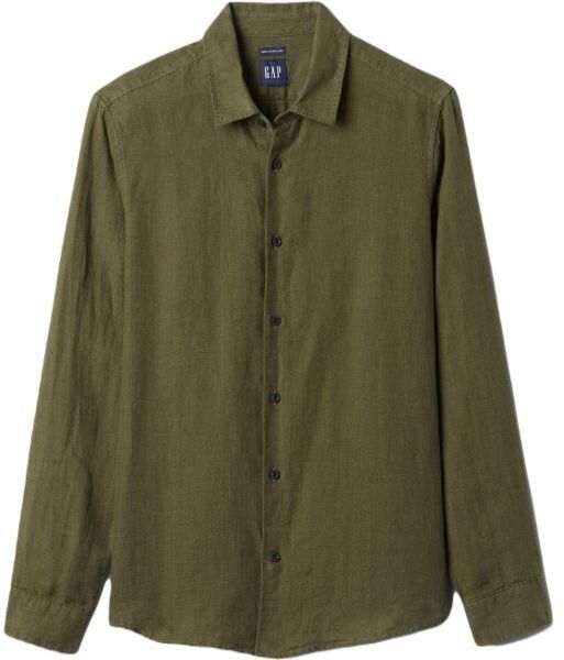 GAP LS LINEN Pánska košeľa, khaki, veľkosť