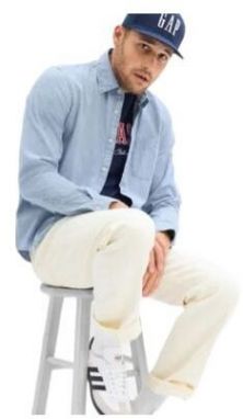 GAP V-LS CHAMBRAY Pánska košeľa, svetlomodrá, veľkosť