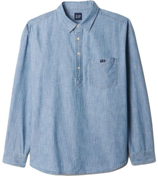 GAP DENIM LOGO Pánska košeľa, svetlomodrá, veľkosť