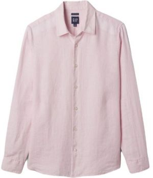 GAP LS LINEN Pánska košeľa, ružová, veľkosť