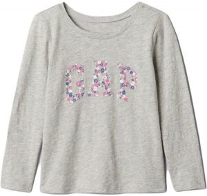 GAP V-FRCH LOGO Dievčenské tričko s dlhým rukávom, sivá, veľkosť