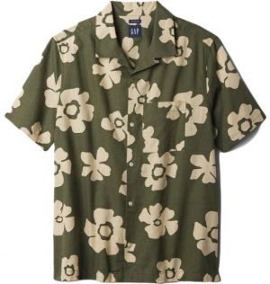 GAP SS LINEN Pánska košeľa, khaki, veľkosť