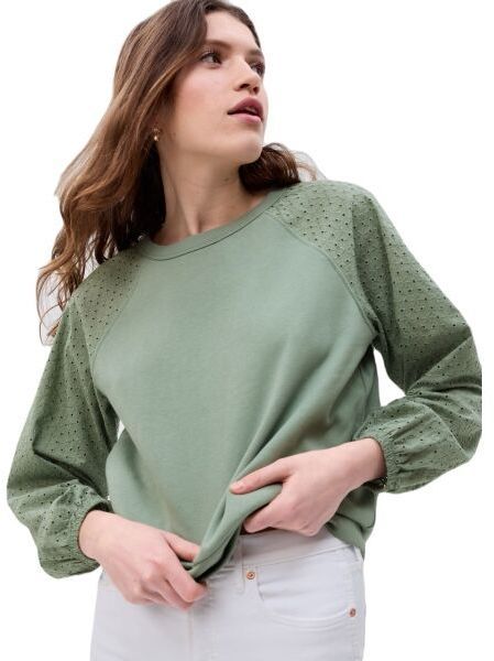 GAP WOVEN EYELET Dámska mikina, svetlo zelená, veľkosť