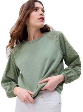 GAP WOVEN EYELET Dámska mikina, svetlo zelená, veľkosť