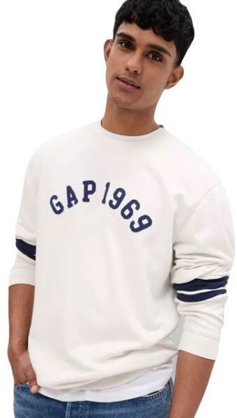 GAP PIPING CREW Pánska mikina, biela, veľkosť