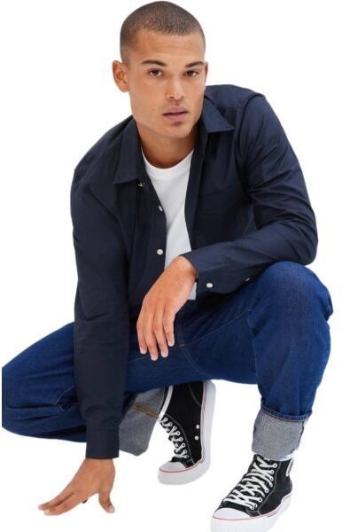 GAP SLIM STRETCH POPLIN BASIC Pánska košeľa, tmavo modrá, veľkosť