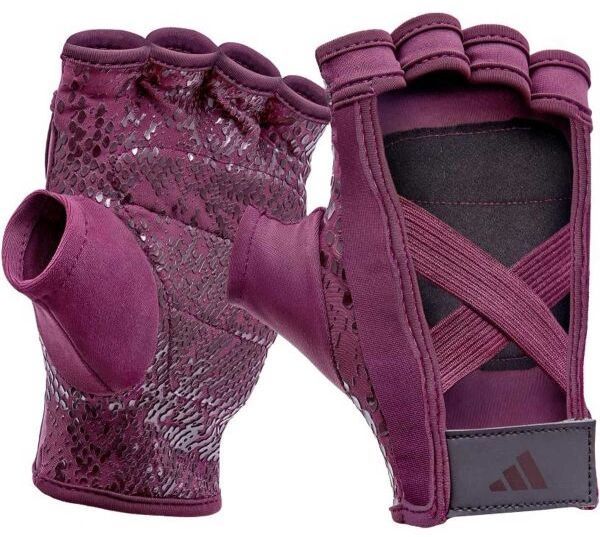adidas TRAINING GLOVES W Dámske fitness rukavice, vínová, veľkosť