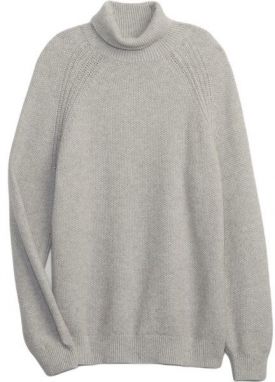 GAP SEEDSTITCH TURTLENECK Pánsky sveter, sivá, veľkosť