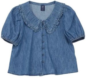 GAP FRCH RFFL Dievčenská džínsová blúzka, modrá, veľkosť