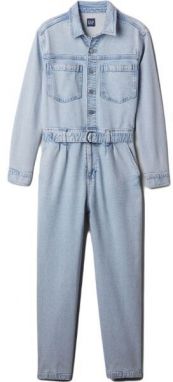 GAP LS DENIM BELTED JUMPSUIT Dámsky overal, svetlomodrá, veľkosť