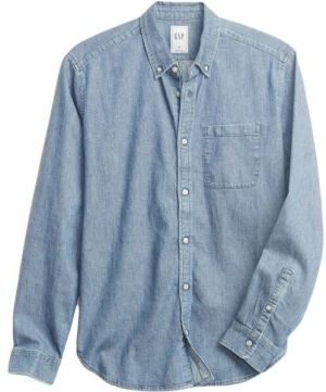 GAP FA21 DENIM Pánska košeľa, svetlomodrá, veľkosť
