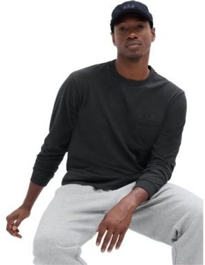 GAP ORIGINAL POCKET CREW Pánske tričko, čierna, veľkosť