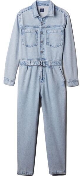 GAP LS DENIM BELTED JUMPSUIT Dámsky overal, svetlomodrá, veľkosť