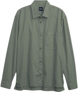 GAP GARMENT DYED TWILL Pánska košeľa, khaki, veľkosť