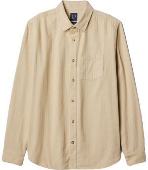 GAP LS FLANNEL Pánska košeľa, béžová, veľkosť