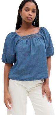 GAP V-SS DENIM Dámsky top, modrá, veľkosť